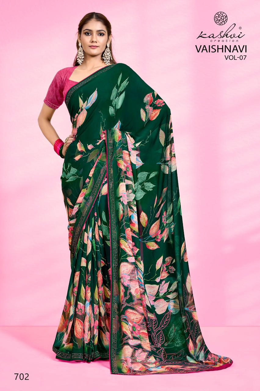 Vaishnavi Vol 7 By Kashvi Georgette Printed Sarees Wholesale Online